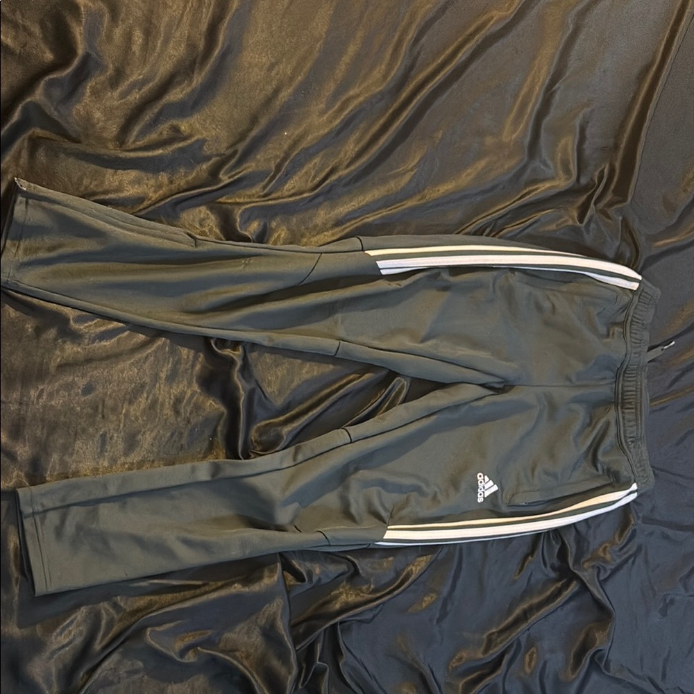 Adidas Charcoal Track Pants with White Accents
